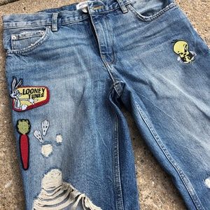 ZARA LONEY TUNES cropped jeans size 2